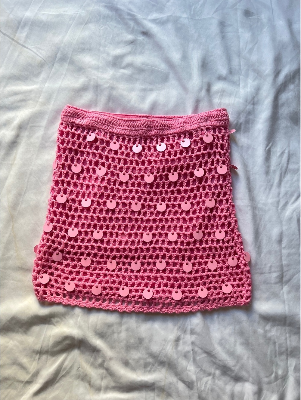 Fashion Nova Pink Crochet Mini Skirt